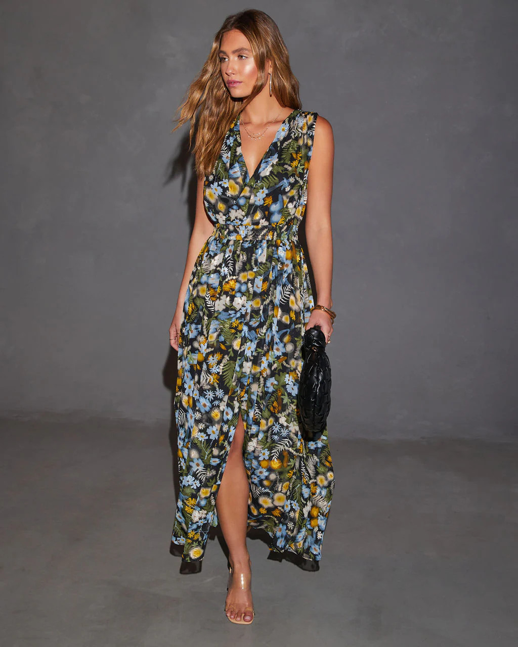 Yasmin Floral V-Neck Maxi Dress | VICI
