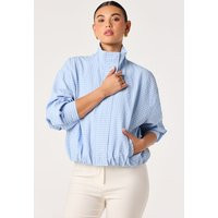 ASTR the Label | Cooper Funnel Neck Bomber Jacket in Blue plaid | Size M | ASTR The Label (US)