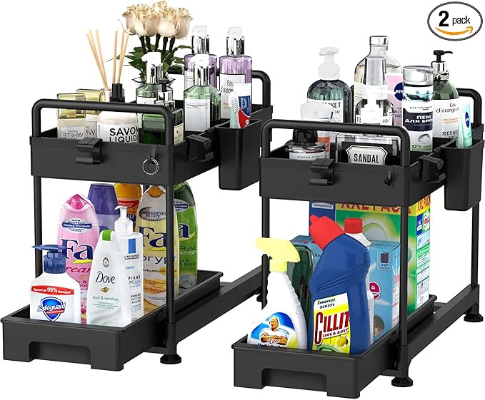 Amazon.com - SOLEJAZZ 2-Tier Under Sink Organizer, Sliding Under Bathroom Cabinet Storage Drawer ... | Amazon (US)
