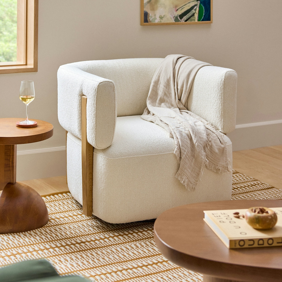 Julie 32" Swivel Chair - Ivory Wool Bouclé | Article