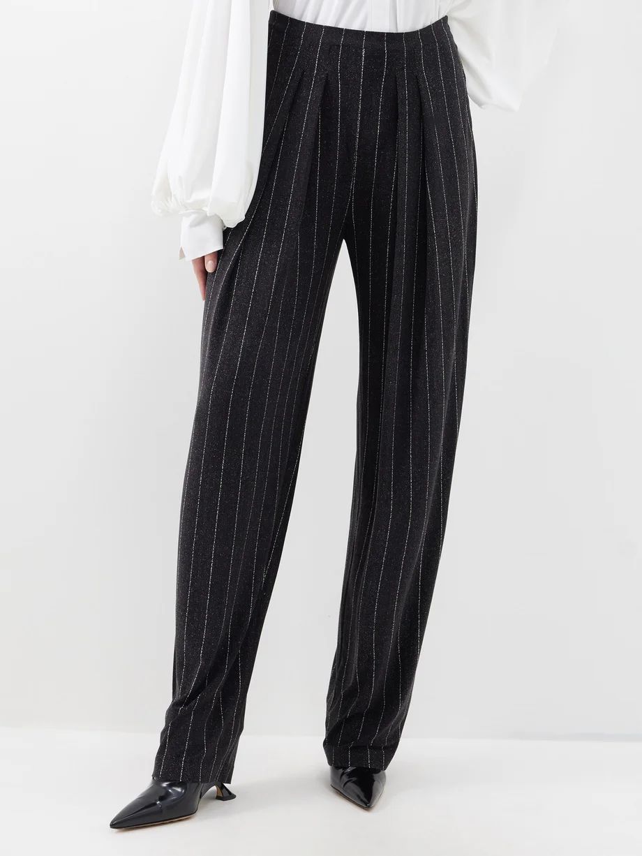 Pinstriped stretch-knit tapered trousers | Norma Kamali | Matches (US)