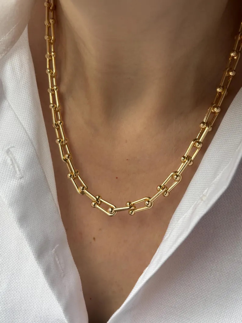 Gold Plated Paperclip Chain, Gold Chain Necklace, Layering Necklace, Statement Gold Chain, Thick ... | Etsy (US)