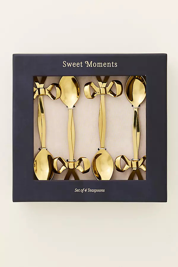 Benedita Stainless Steel Bow Teaspoons, Set of 4 | Anthropologie (US)