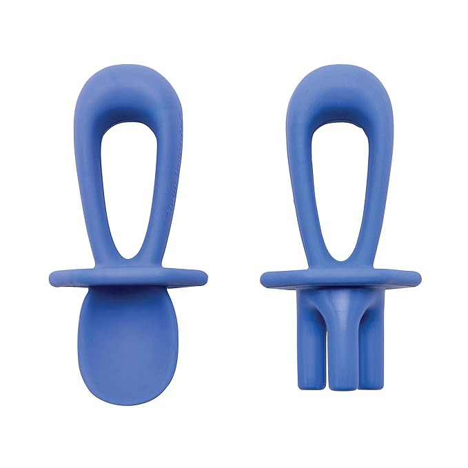 Tiny Twinkle Silicone Training Utensils - Indigo Blue - BPA-Free, Toddler self Feeding Spoon and ... | Amazon (US)