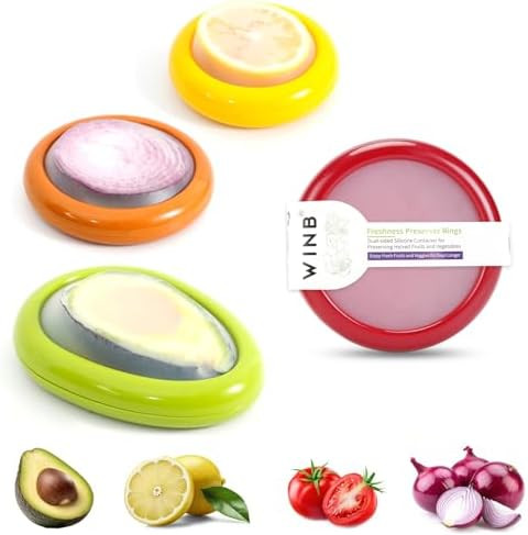 Winb Set of 4 Reusable Fruit and Veggie Savers - Ideal for Avocados, Tomatoes, Apples, Garlic, On... | Amazon (US)