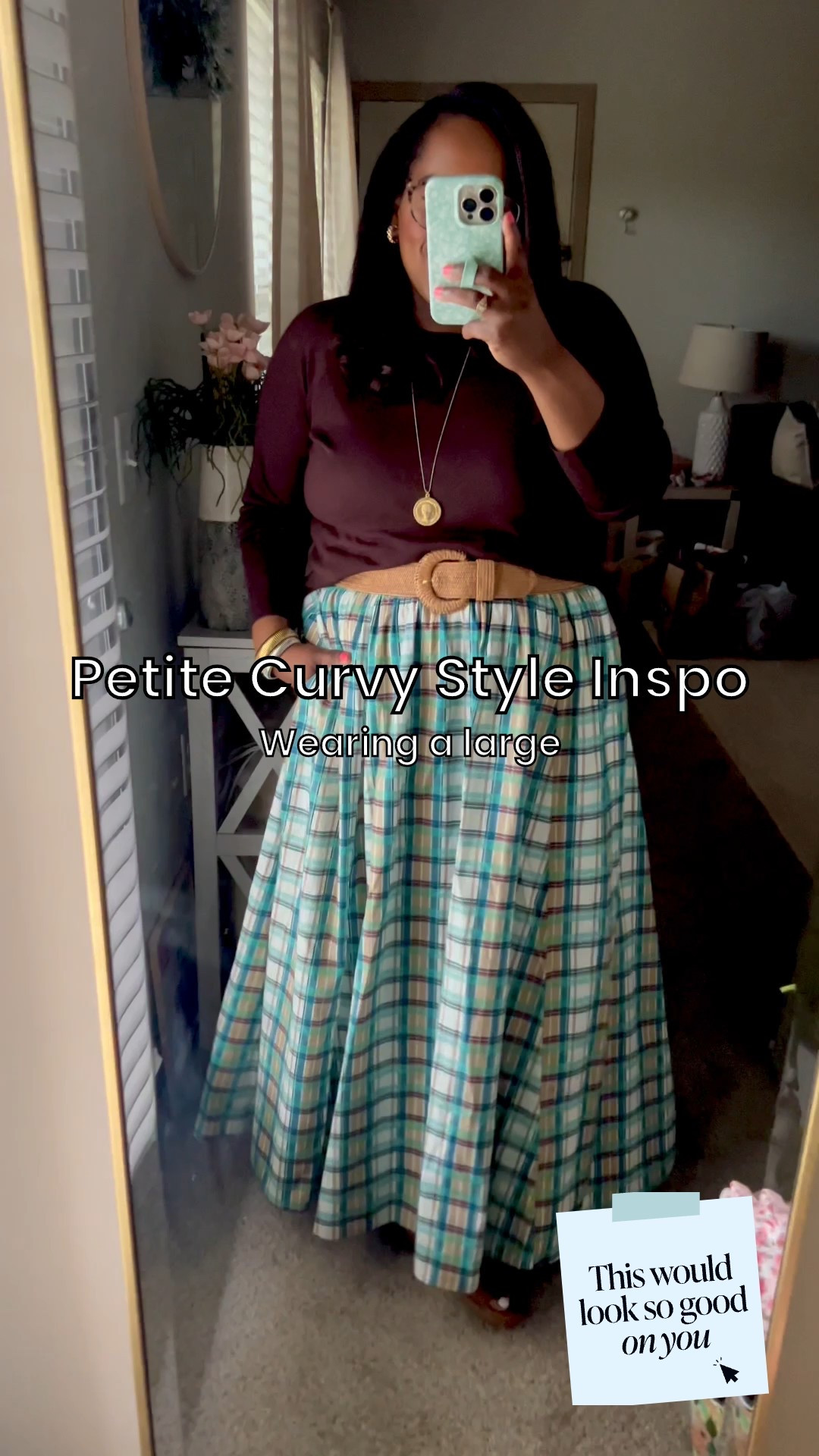 This Anthropologie maxi plaid skirt is so pretty and can be styled so many different ways! Such a great Spring outfit! I may pair it with butter yellow next! 🤭 

#LTKPlusSize #LTKWatchNow #LTKMidsize