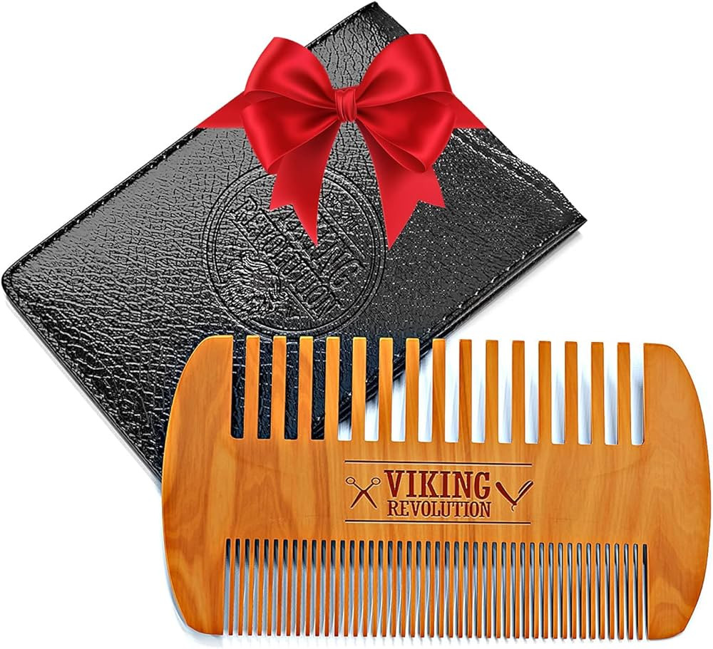 Wooden Beard Comb & Case, Dual Action Fine & Coarse Teeth, Perfect for use with Balms and Oils, T... | Amazon (US)