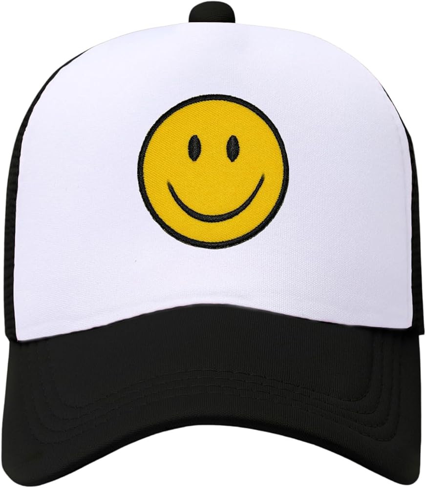 Womens Trucker Hats Retro Mesh Baseball Cap with Smile Patch Foam Neon High Crown Y2K Hats | Amazon (US)