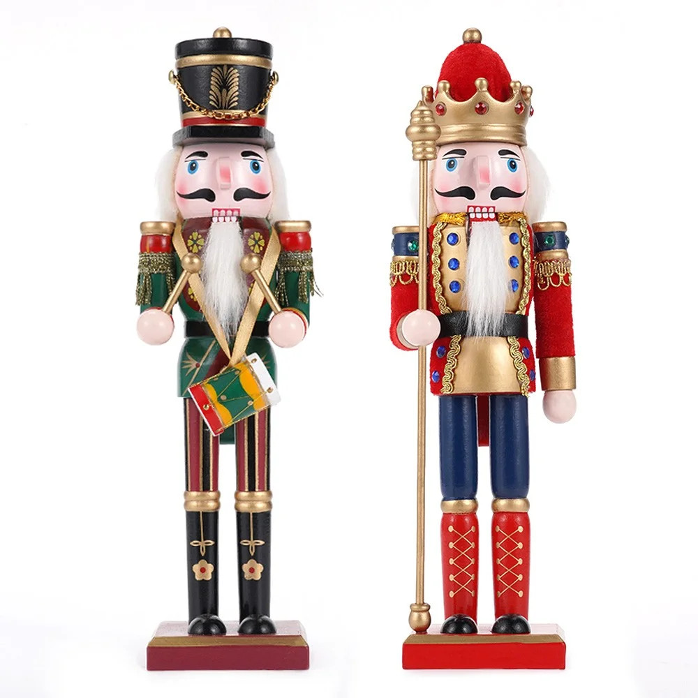 TJT 2Pcs Nutcracker Decorations Set, Wooden Nutcracker Soldier Christmas Ornaments Collectible Fe... | Walmart (US)