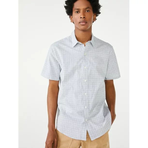 Free Assembly Men's Short Sleeve Point Collar Shirt | Walmart (US)