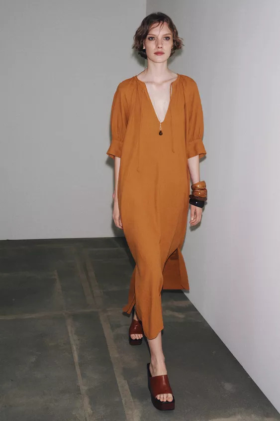 ZW COLLECTION LINEN TUNIC DRESS | Zara UK