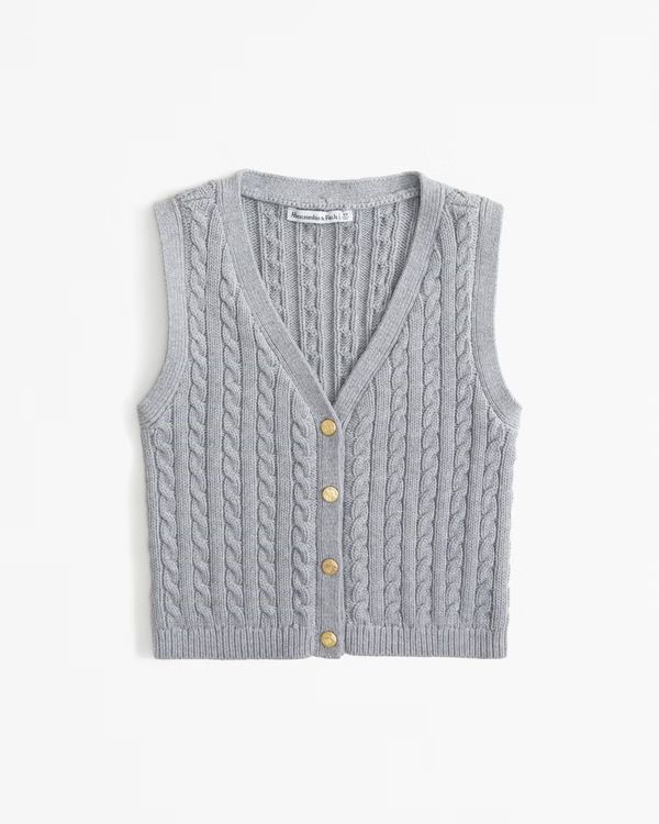 Women's The A&F Mara Cable Button-Up Sweater Vest | Women's Tops | Abercrombie.com | Abercrombie & Fitch (US)
