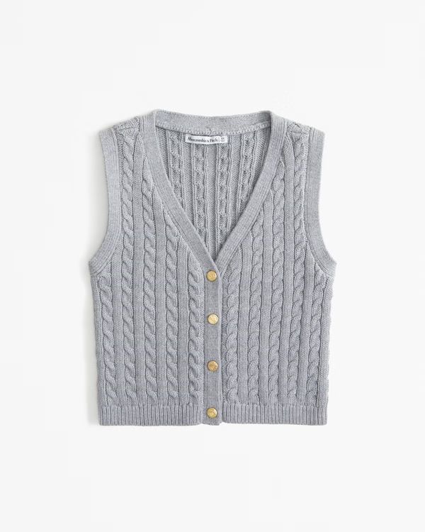 The A&F Mara Cable Button-Up Sweater Vest | Abercrombie & Fitch (US)