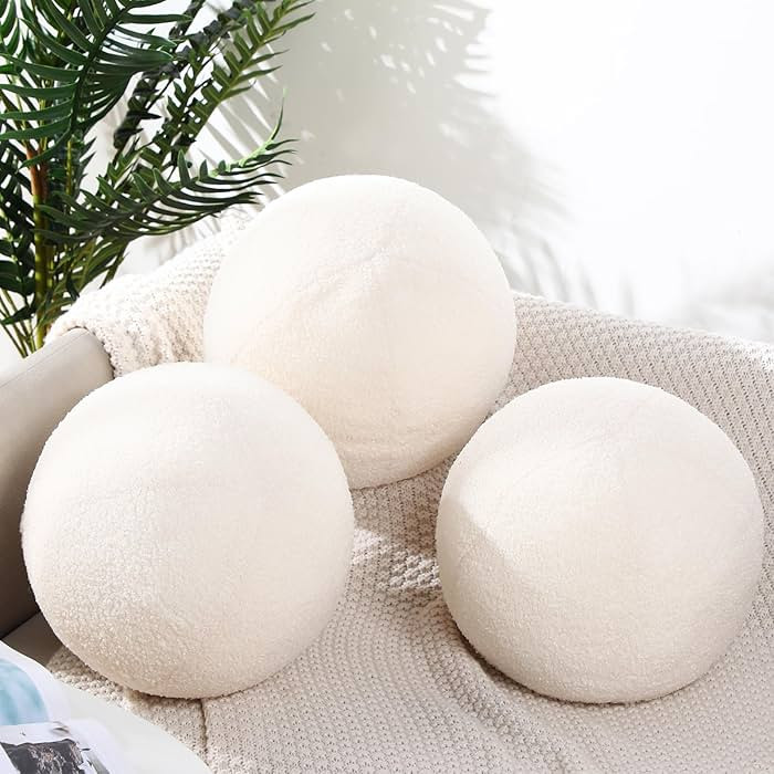 Suzile 3 Pcs Round Ball Pillows Decorative 13.8 Inch Circle Fluffy Plush Throw Pillow Inserts for... | Amazon (US)