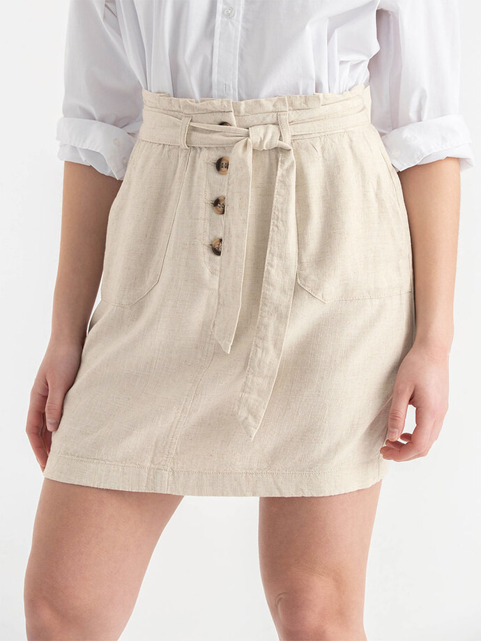 Viscose Linen Skirt with Self Belt | Ricki's