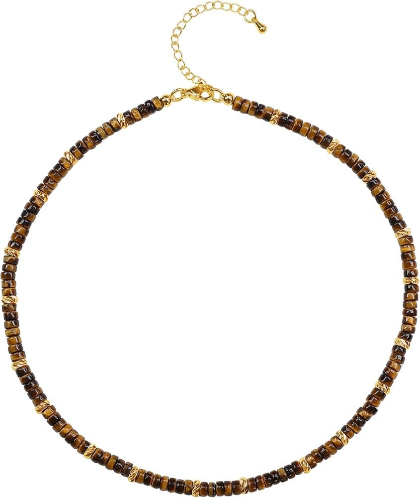 COAI Womens Heishi Stone Bead Surfer Choker Necklace | Amazon (US)