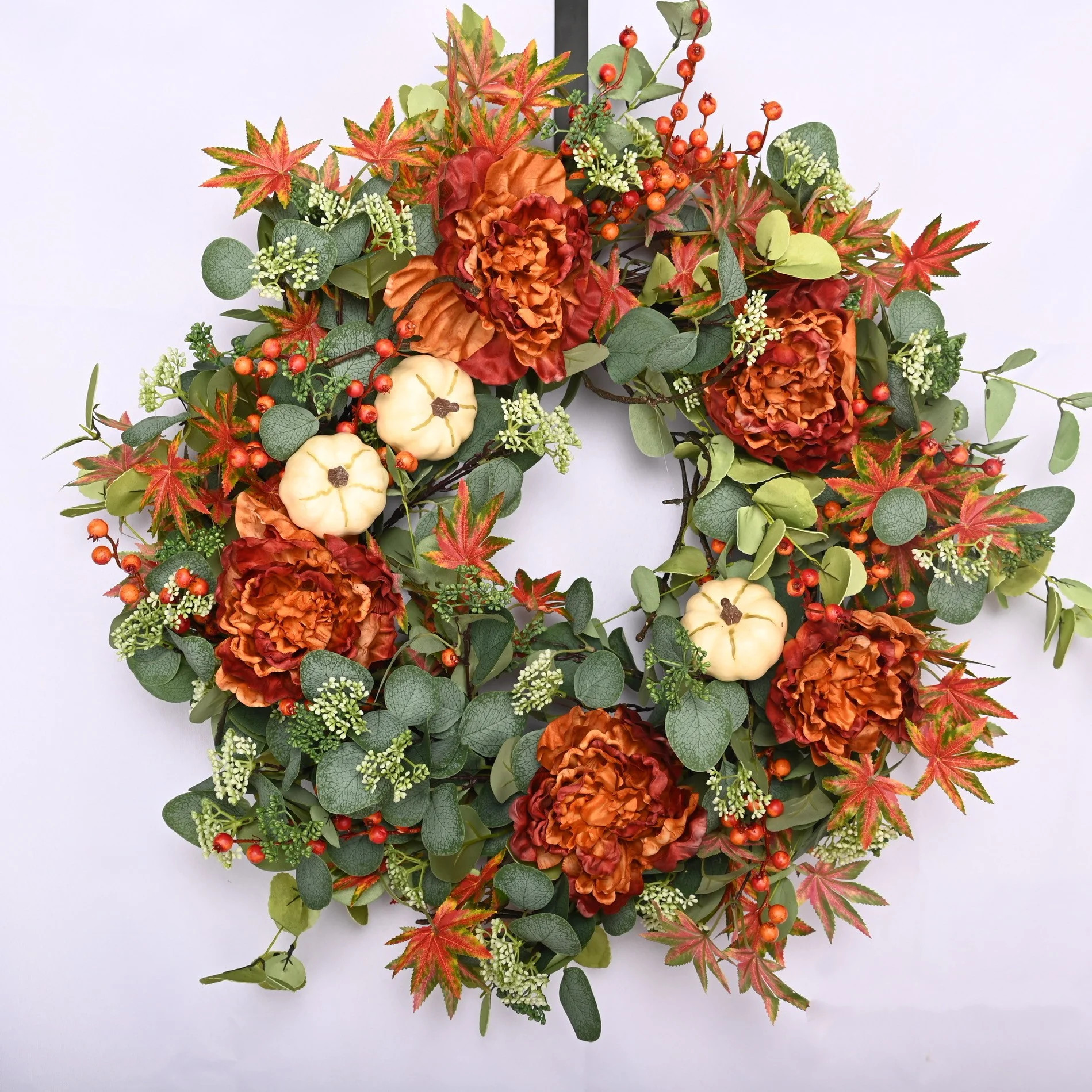 26" Faux Fall Front Door Thanksgiving Day Pumpkin Wreath | Wayfair North America