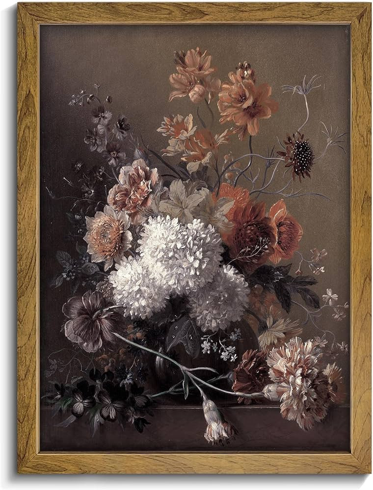 BANMU Moody Flower Painting - Still Life Flower Wall Art, Van's Vintage Floral Wall Art, Antique ... | Amazon (US)