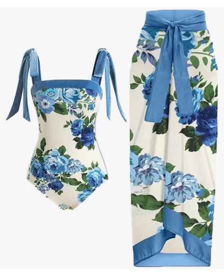Floral one piece swimsuit with coverup 

#LTKOver40 #LTKFindsUnder50 #LTKSwim