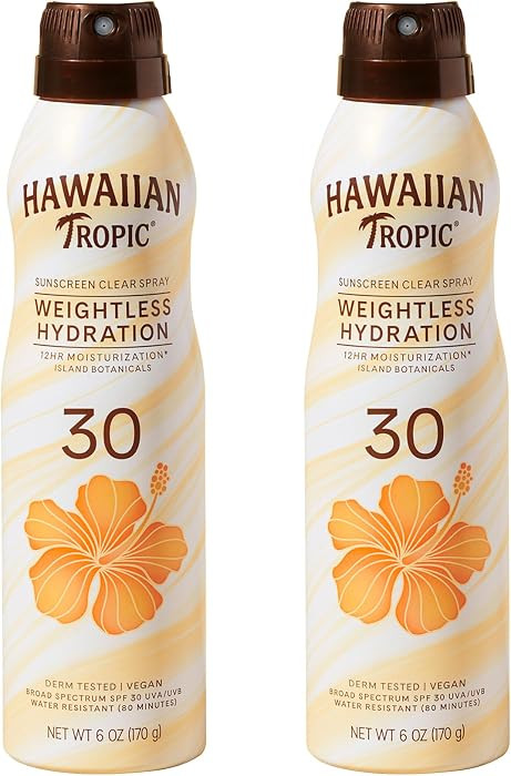Hawaiian Tropic Weightless Hydration SPF 30 Sunscreen Spray, 6 Oz (2 Pack) | Amazon (US)