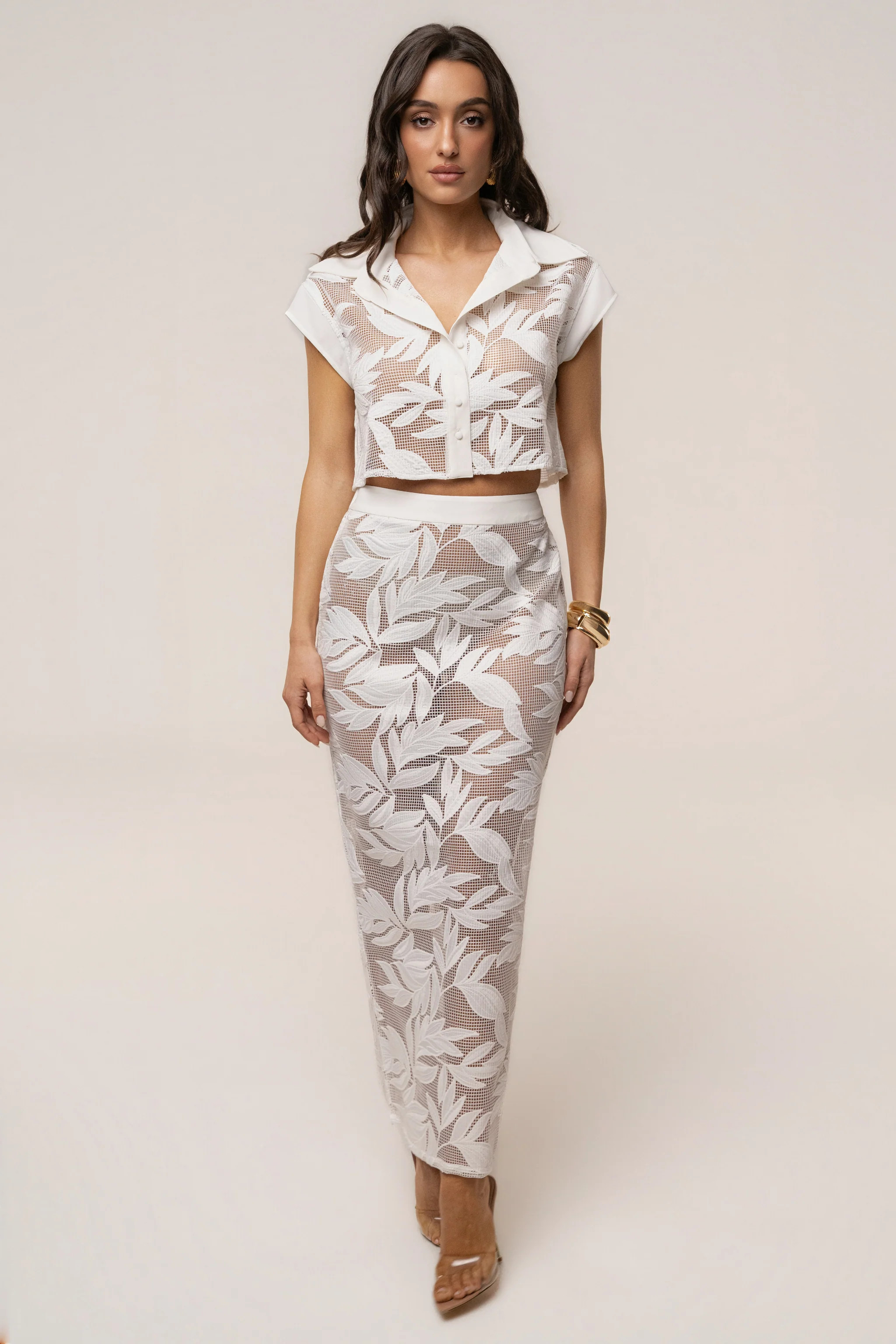 White Bali Nights Embroidered  Skirt | JLUXLABEL US