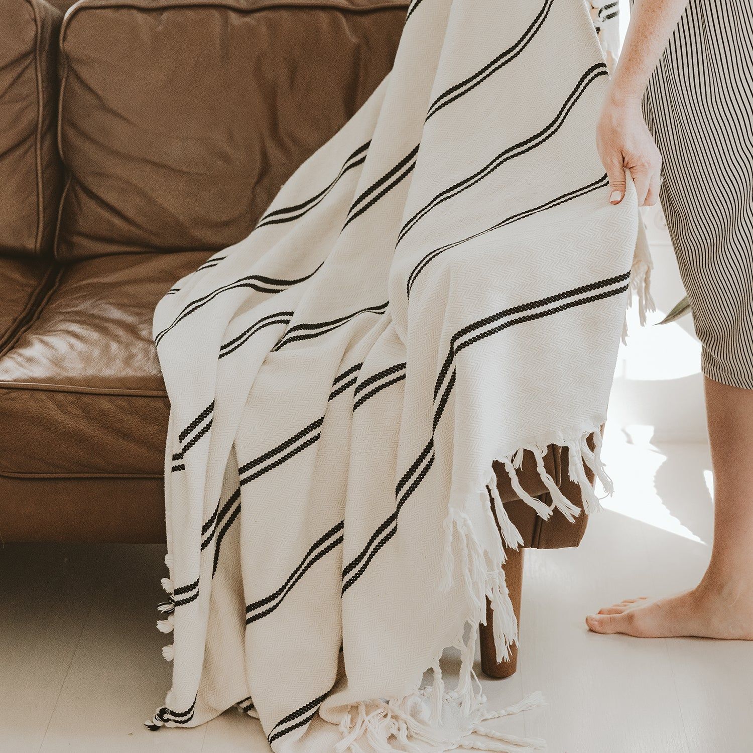 Kate Turkish Throw Blanket - Two Stripe | Sweet Water Decor, LLC