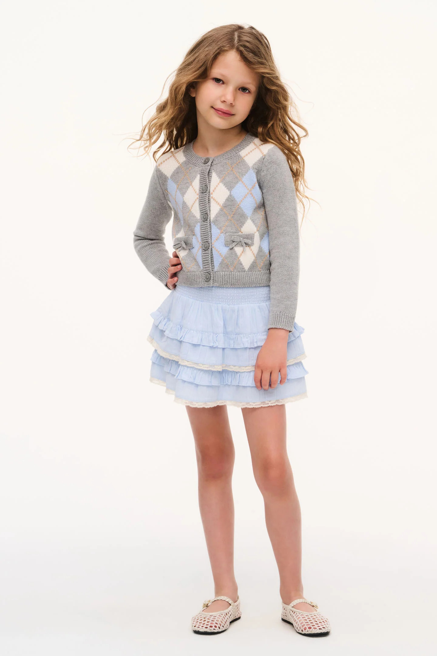 Little Girls Blue Cotton Billie Skirt | LoveShackFancy