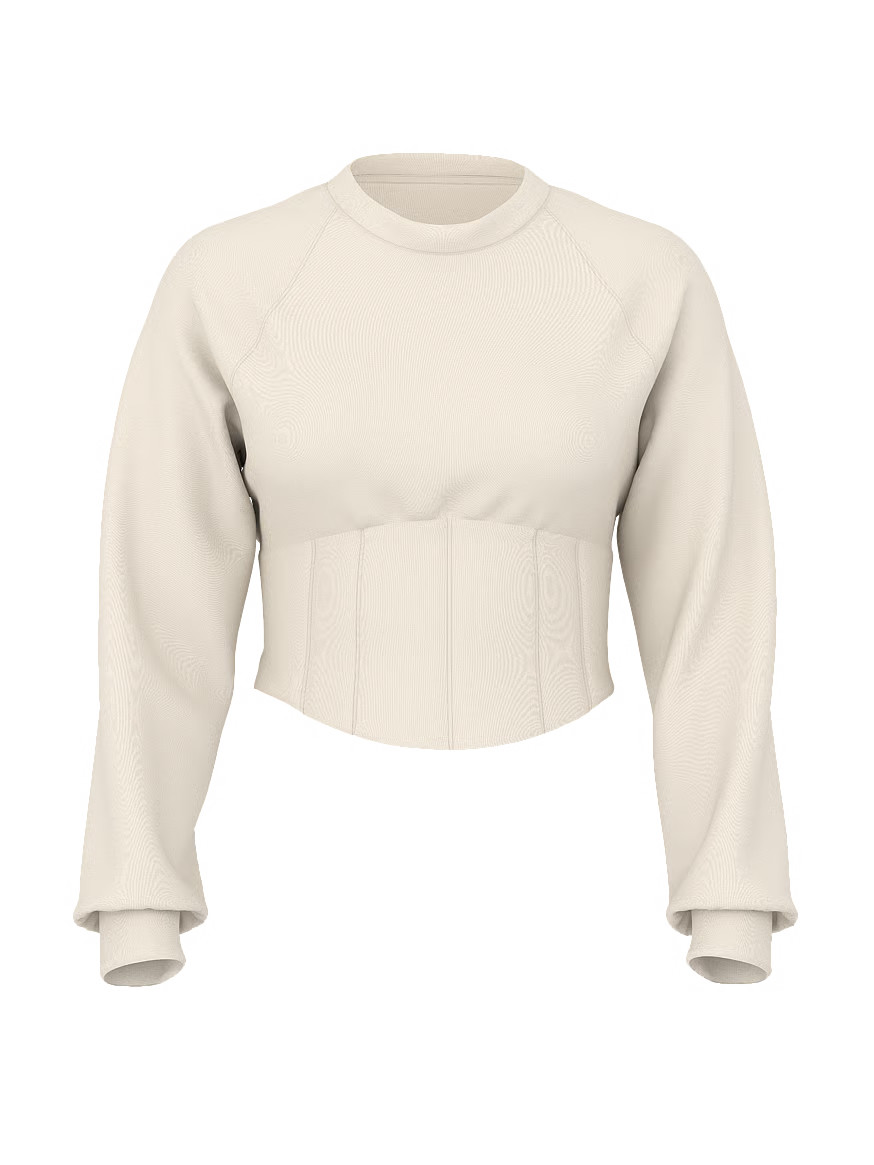 Buy VSX Featherweight Knit Corset Crewneck, Pure Black - Order Hoodies & Sweatshirts online - Vic... | Victoria's Secret (US / CA )