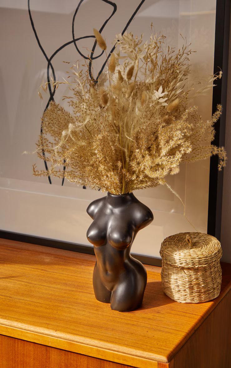 Grand vase corps féminin noir mat | PrettyLittleThing (FR)