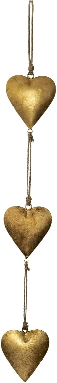 Mie Creations Vintage Metal Heart Wall Hanging Art, Gold Accent Hearts Shaped Bedroom Wall Decor | Gifts for Him Her, Decorations for Couples, Farmhouse Country Rustic Love Heart Decor - Golden 27'' | Amazon (US)