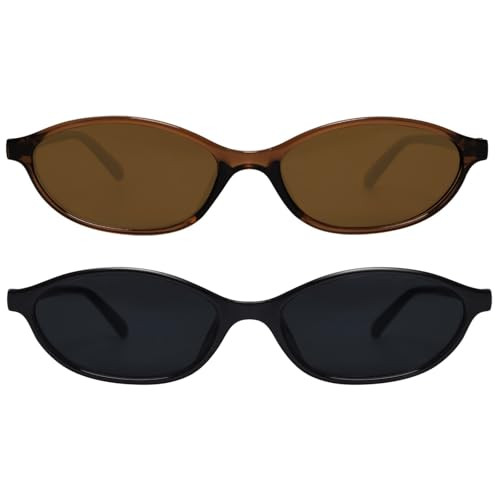 GUVIVI Retro Oval Sunglasses for Women Chic Cat Eye 90s Sunnies Lightweight Narrow Shades Trendy UV protection Sun Glasses | Amazon (US)