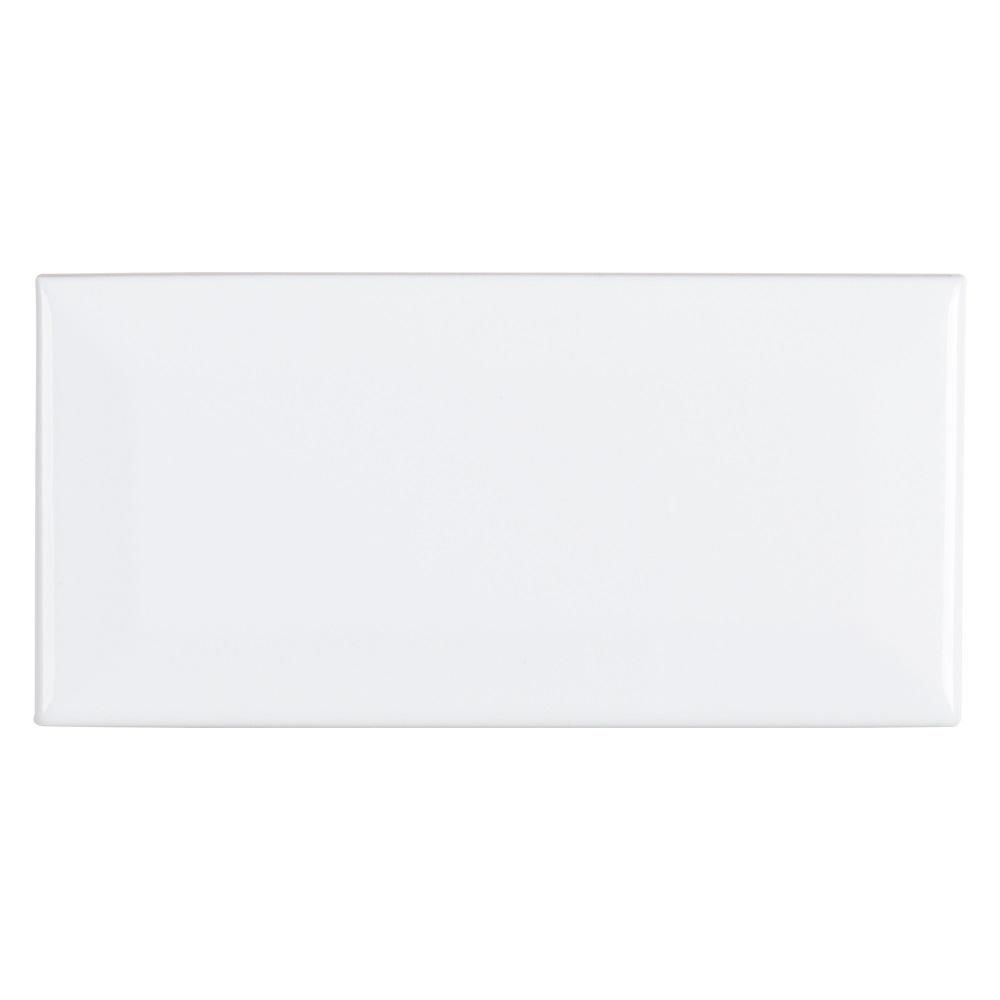 Fresh White 3 in. x 6 in. Glossy Beveled Ceramic Wall Tile (11 sq. ft. / case) | The Home Depot