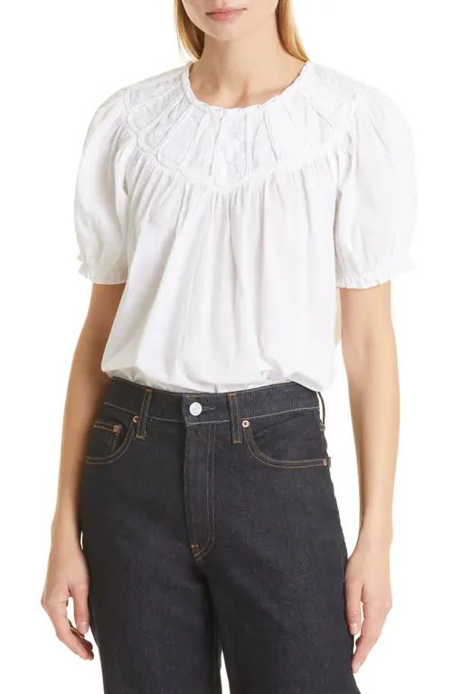 THE GREAT. The Splendor Puff Sleeve Top in White at Nordstrom, Size 1 | Nordstrom
