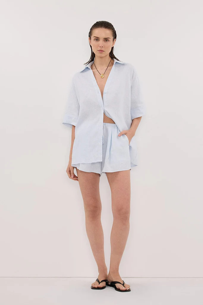 HELENA CORNFLOWER LINEN SHORT | DISSH