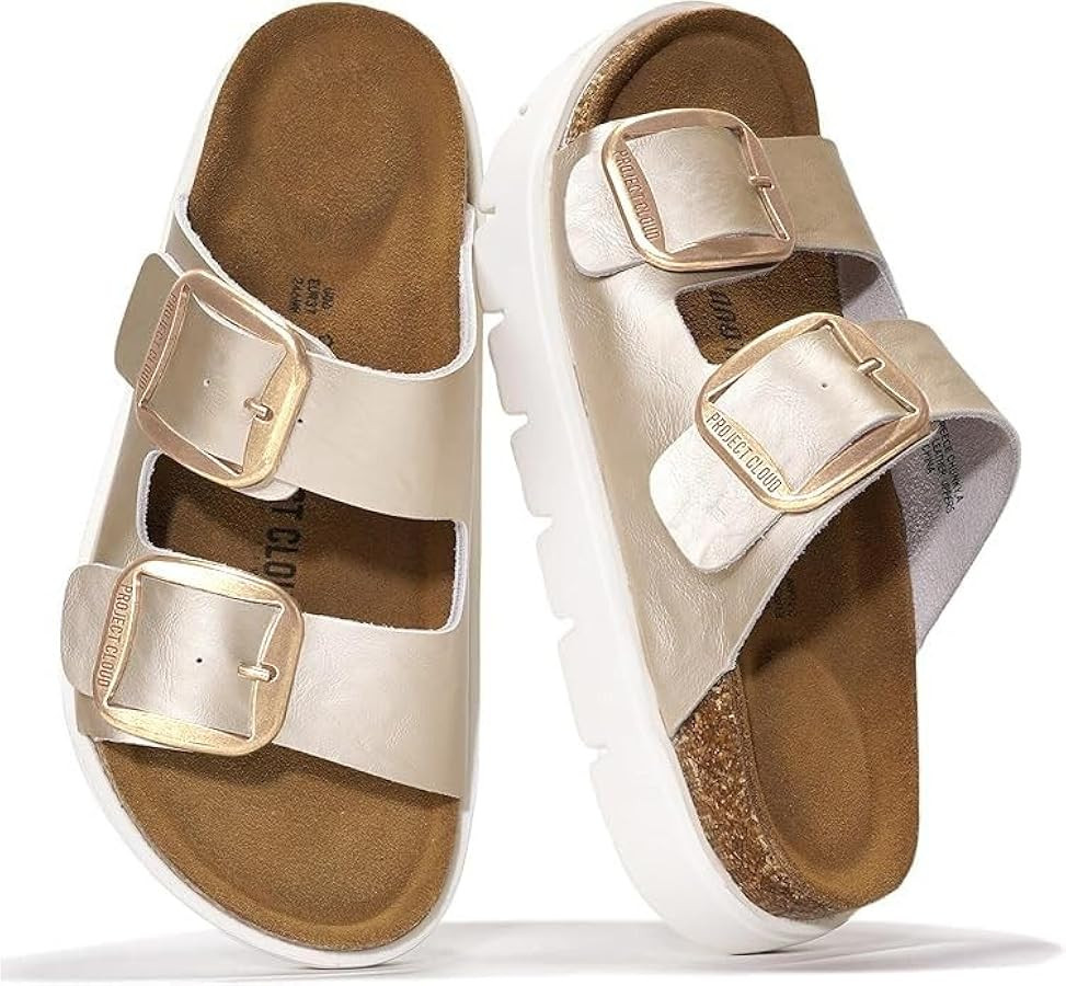 Project Cloud 100% Genuine Leather Platform Sandals Women Footwear - Wedge Chunky Slides for Wome... | Amazon (US)