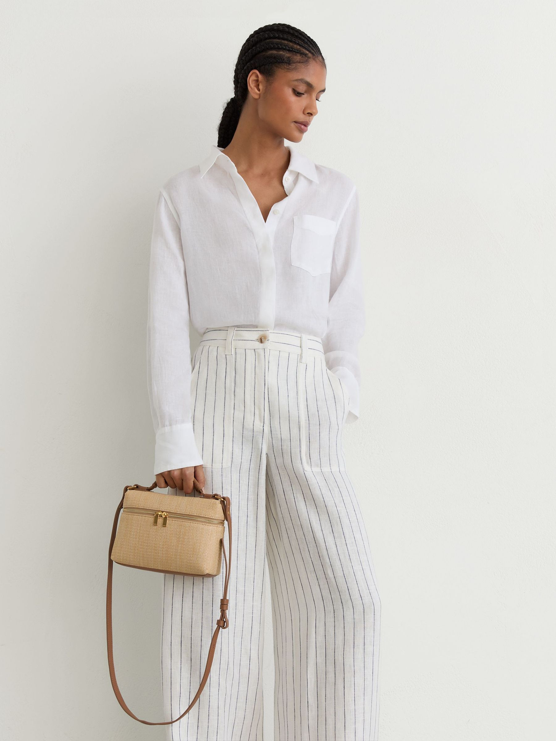 Reiss Raffia-Effect Vanity Crossbody Bag in Natural - REISS | Reiss UK