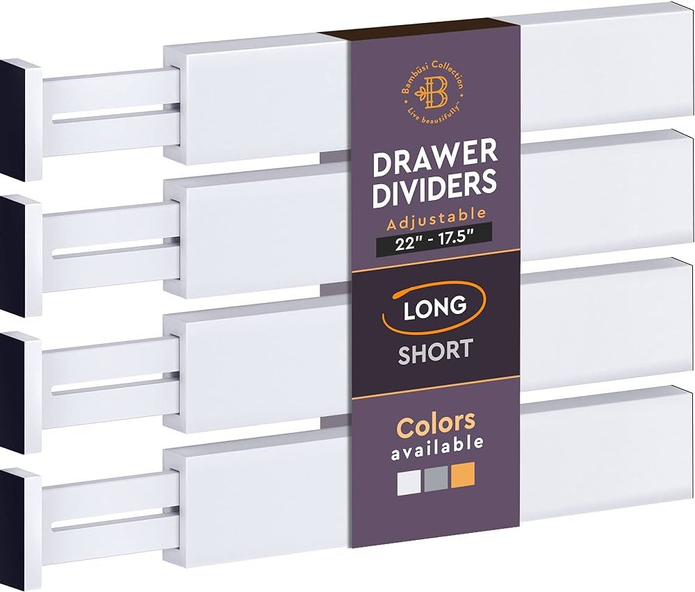 Large Kitchen Drawer Organizer - Expandable Bamboo Drawer Dividers (17.5" - 22") - Adjustable Sep... | Amazon (US)