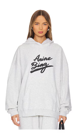 ANINE BING Harvey Sweatshirt Signature in Light Grey. - size S | Revolve Clothing (Global)