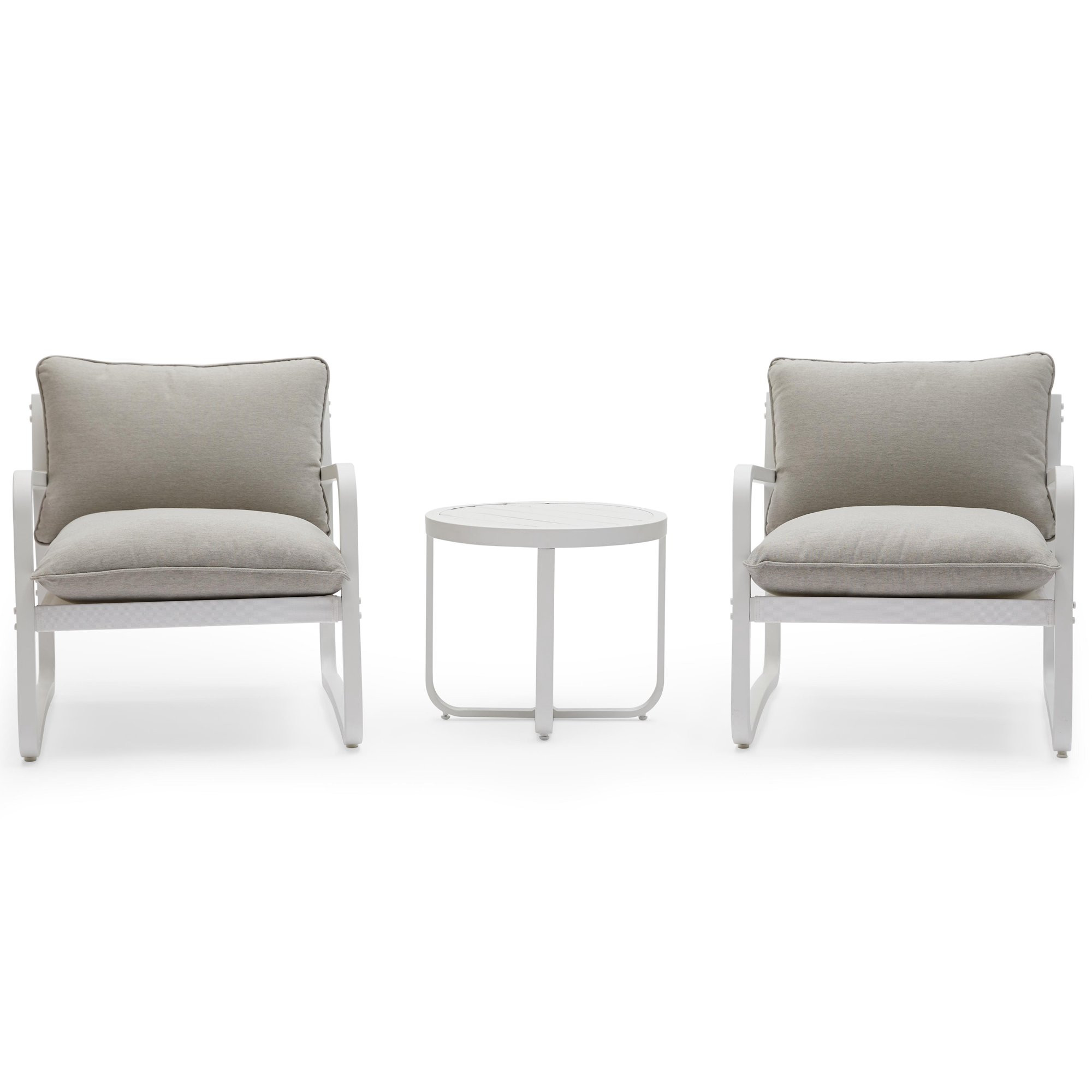 MoDRN Glam Merida 3 Piece Outdoor Lounge Chat Set, Off White | Walmart (US)