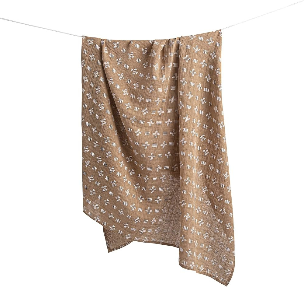 Crane Baby Soft Muslin Swaddle Blanket, Soft Swaddle Wrap for Boys and Girls, Copper Dash, 47" x ... | Amazon (US)