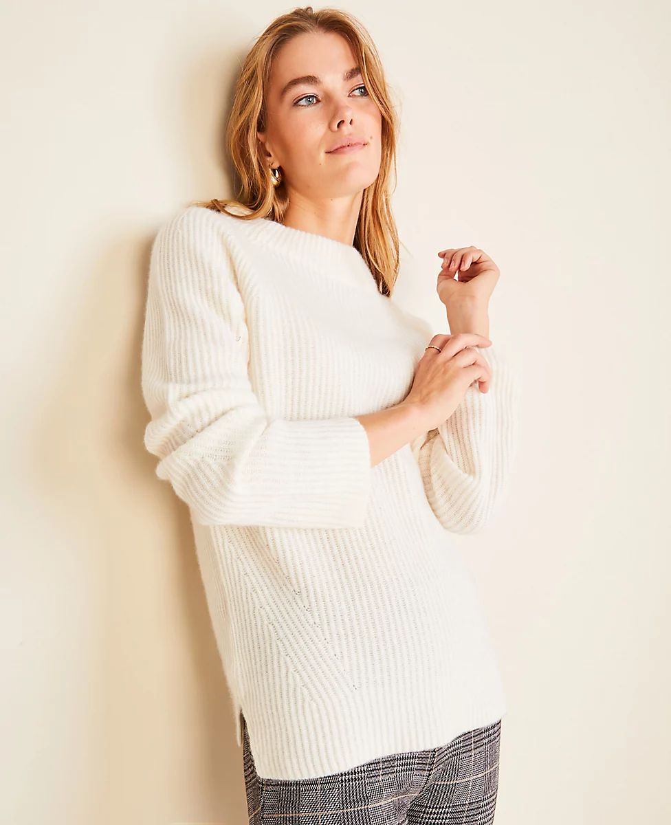 Cashmere Ribbed Mock Neck Sweater | Ann Taylor | Ann Taylor (US)