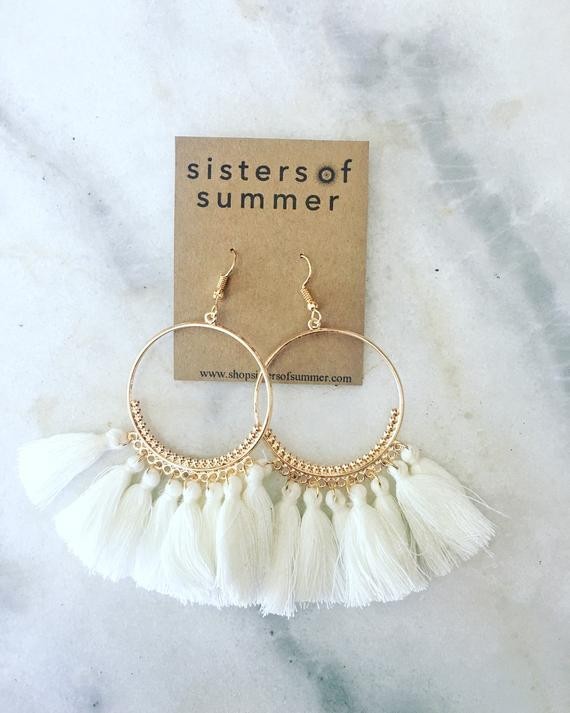 Tassel Fringe Hoop Earrings | Etsy (US)
