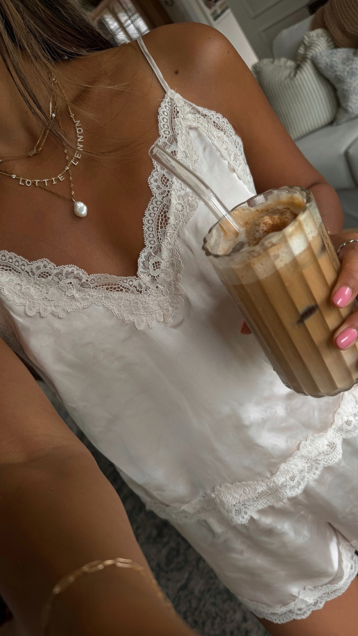 Satin pajama set and these cute glasses! 

#LTKdayinmylife #LTKgrwm #LTKootd