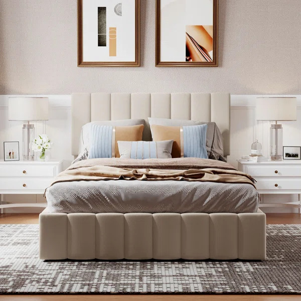 Upholstered Platform Bed With A Hydraulic Storage System | Wayfair North America