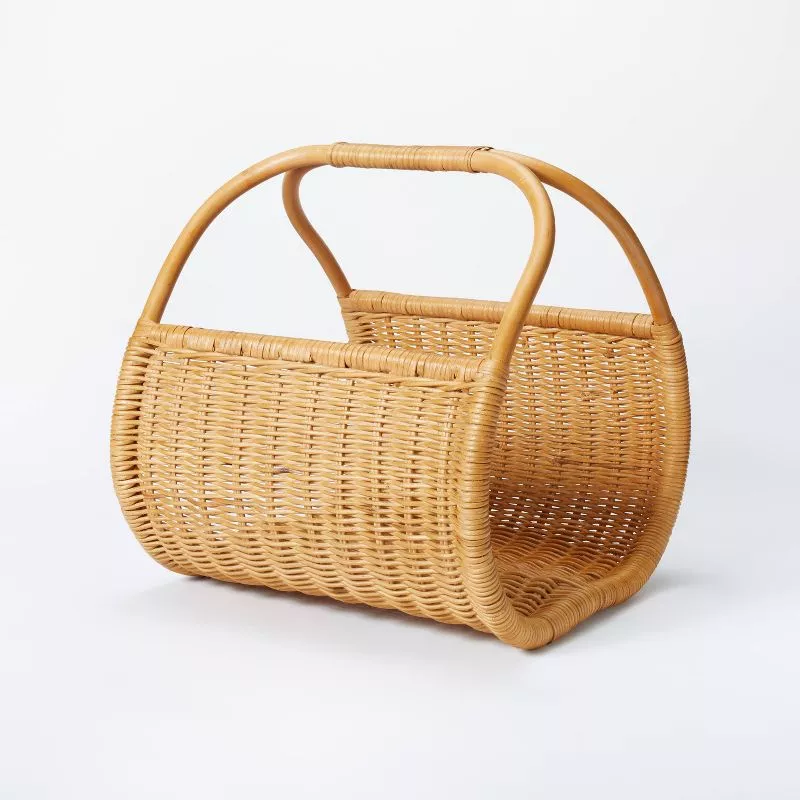 Handled Woven Wicker Basket