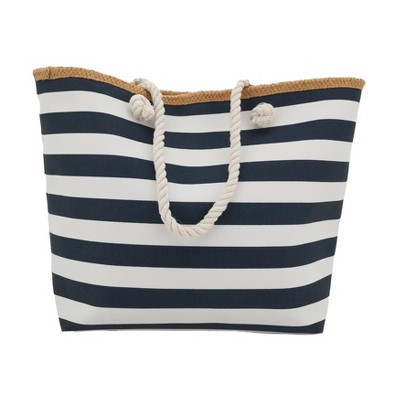 Saro Lifestyle Classic Chic Striped Tote, Blue, 20"x14" | Target