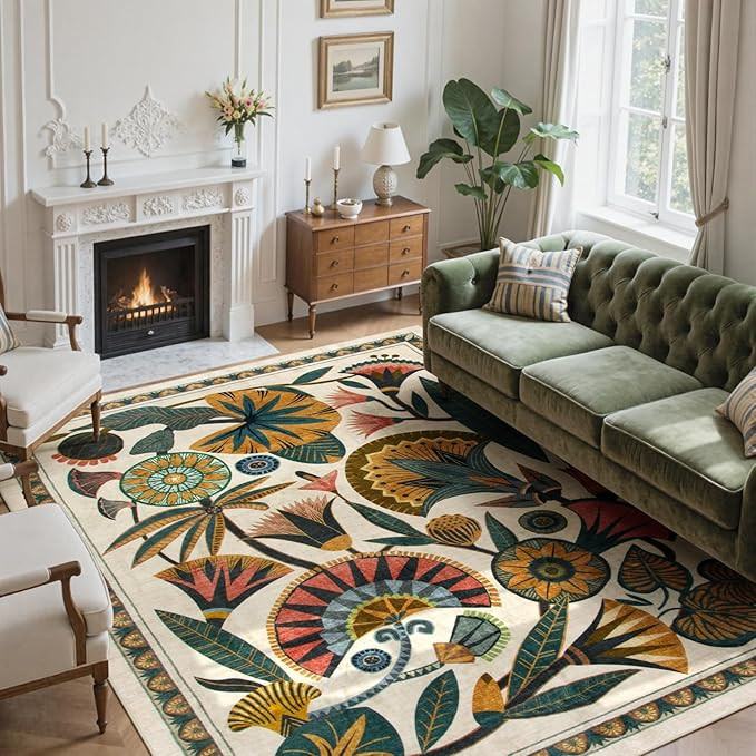 Zealude Beige 8x10 Area Rugs for Living Room, Soft Washbale Bedroom Rugs, Non Slip Low Pile Dinin... | Amazon (US)