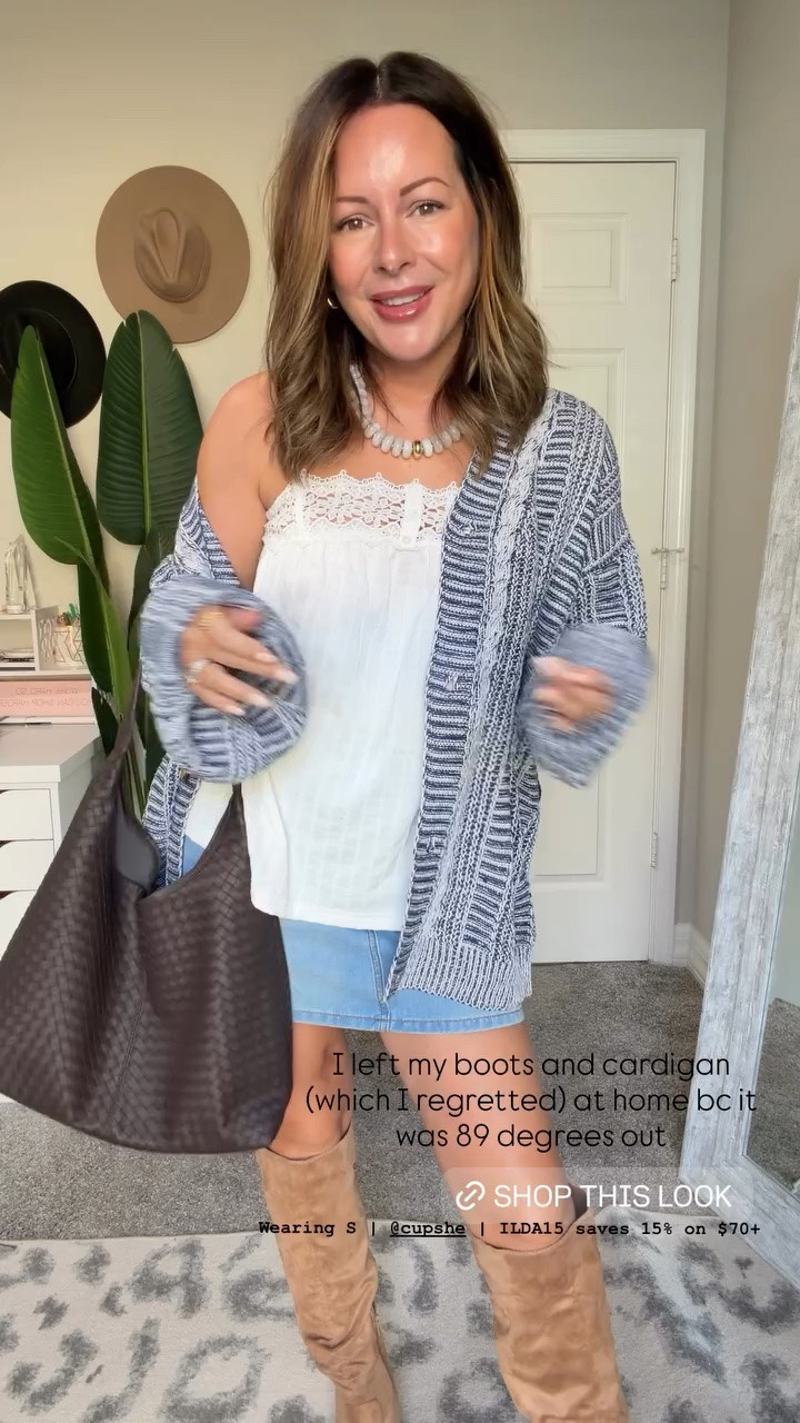I left my boots and cardigan (which I regretted) at home bc it was 89 degrees out  Wearing S | @cupshe | ILDA15 saves 15% on $70+