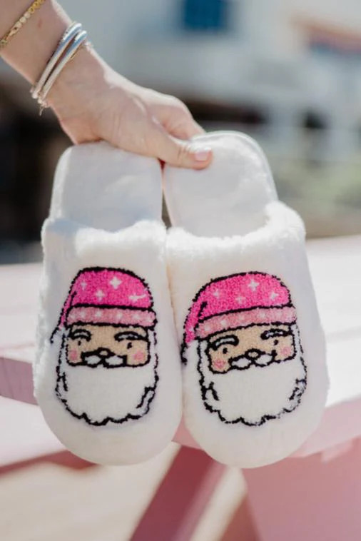 Pink Santa Face Best Women's Slippers | Katydid.com