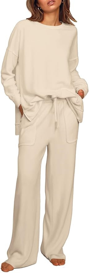 ETCYY NEW Lounge Sets for Women 2 Piece Outfits with Side Split Sweatshirt Tops and ... | Amazon (US)